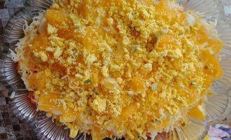 Салат «Озорной цыпленок» с курицей, морковью по-корейски и апельсином